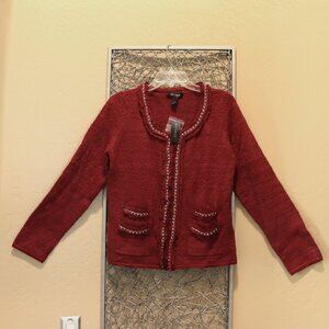 White House Black Market Long Sleeved Magenta Cardigan